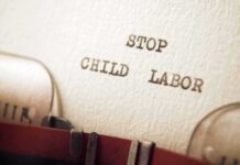 Typewriter message says stop child labor