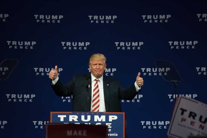 487546267 featured image Man giving thumbs up at a Trump Pence rally