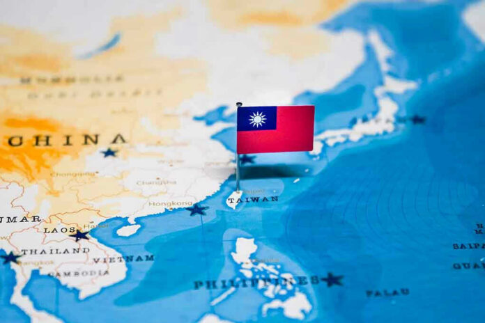 Flag of Taiwan on map