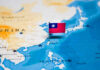 Flag of Taiwan on map