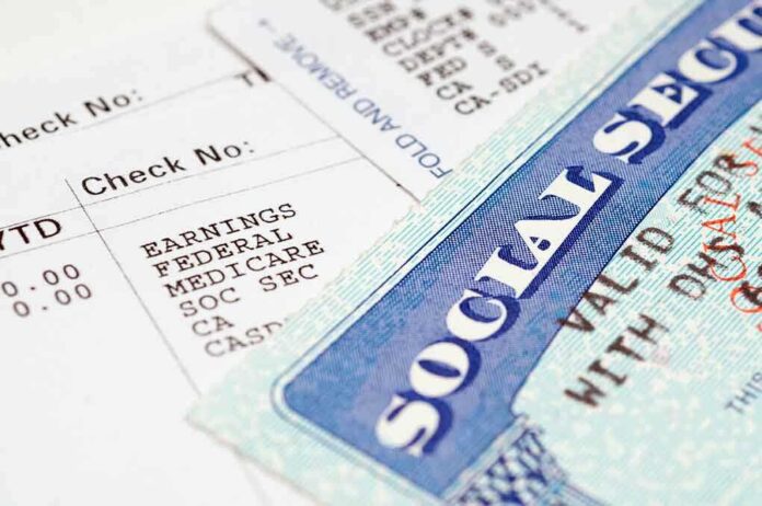 Close up of a pay stub and a social security card