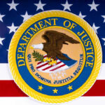 DOJ Dumps Epstein Files—Blackouts Explode Department of Justice seal on American flag background.