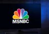 MSNBC logo displayed on a television screen