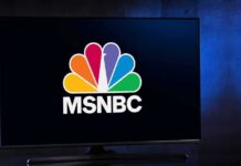 MSNBC logo displayed on a television screen