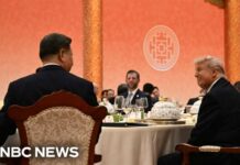 President Trump speaks at a state banquet amid the U.S.-China summit