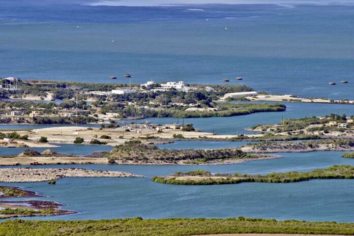 Guantanamo,Bay,,Cuba,,January,10,,2006.,The,Military,Base,Of Aerial view of a coastal landscape featuring waterways and islands