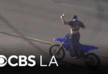Brazen Dirt Bike Taunts Cops, Then Refuels LAPD pursuit ends as officers take dirt bike riding suspect, allegedly armed, into custody
