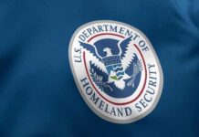 U.S. Department of Homeland Security seal on blue fabric