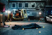 After-Hours Chaos: Three Dead, Four Hit crime scene with body bag in alley
