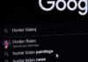 Hunter’s Laptop Token Taunts Trump Base computer screen showing a search engine query with suggestions