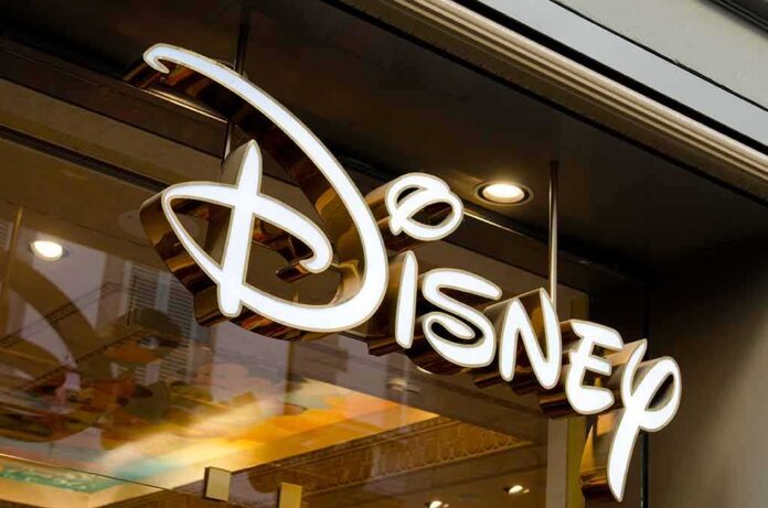 Disney store sign with illuminated script logo