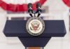 The Friendship Test — Politics Gets Personal podium with microphones and U.S. vice presidential seal
