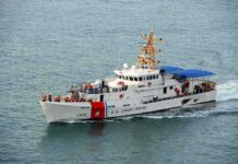 Open-Ocean Nightmare Near Ensenada U.S. Coast Guard patrol boat cruising at sea